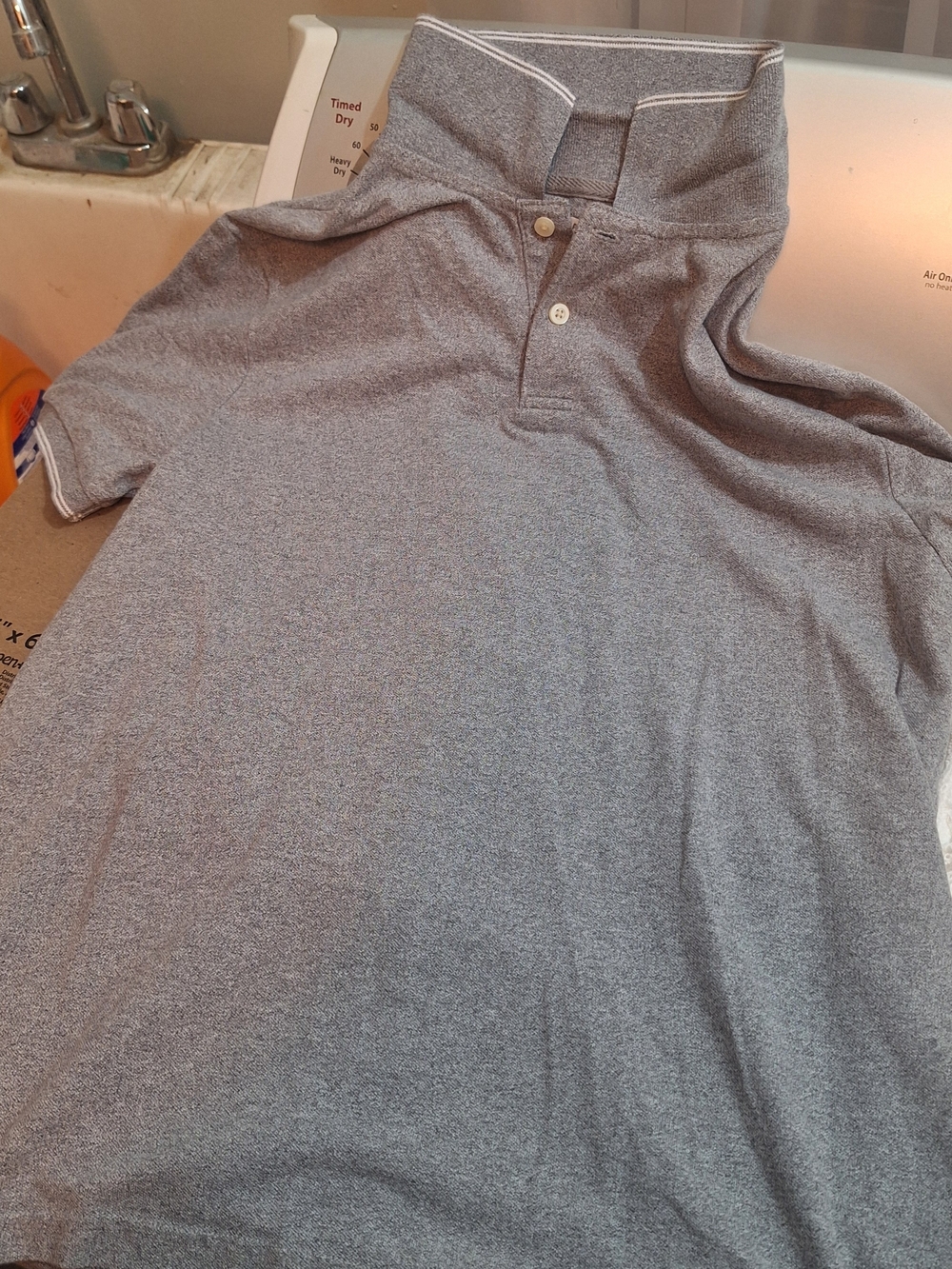 Old Navy Gray Button-Down Polo with Contrast Collar Piping